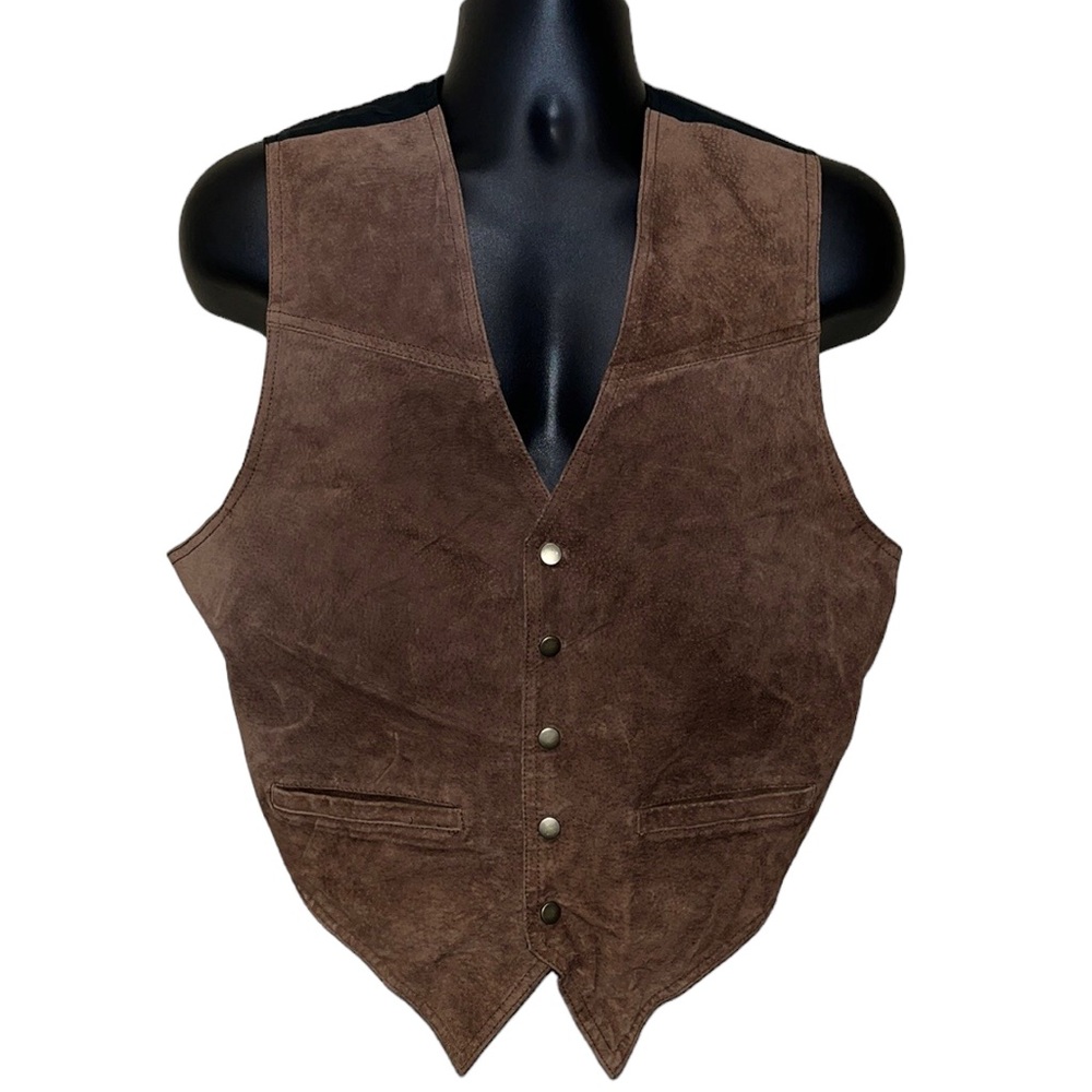 Vintage STEFANO MAN 90s Leather Snap Front Vest~S~UNISEX